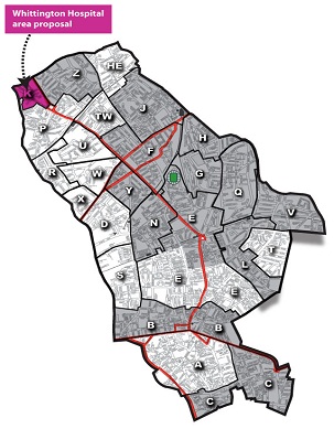 map of Whittington area